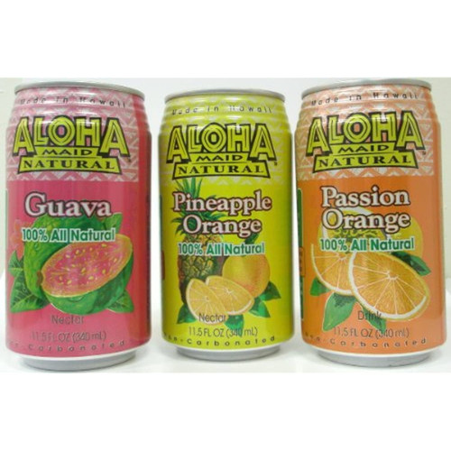 Set Of 12 Cans---4 Cans Each Of Guava Nectar Juice, Passion (lilikoi) Orange Juice And Pineapple Orange Juice From Hawaii
