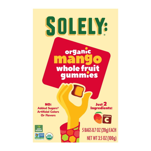 Solely Organic Mango Fruit Gummy, 5 Bags - 0.7oz Each