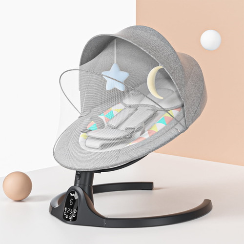 Bioby Baby Swing For Infants Electric Baby Swing With Soft Toys In Spruce, Ages 0-8 Months