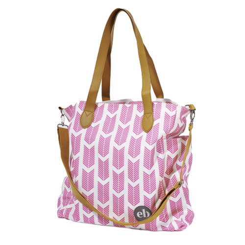 Magenta Canvas Tote | Baby Diaper Bag With Shoulder & Crossbody Strap