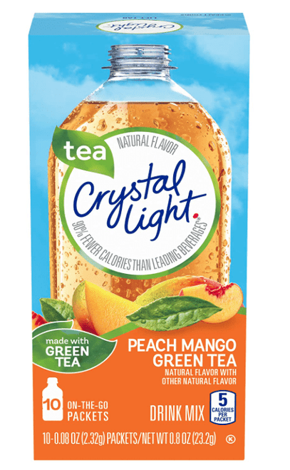 Crystal Light On The Go Peach Mango Green Tea Drink Mix, 10-packet Box (pack Of 6)