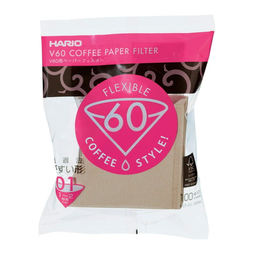 Hario V60 Size 01 Paper Coffee Filters (brown, 100-pack)