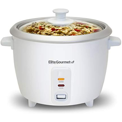 Elite Gourmet Erc-003 Electric Rice Cooker With Automatic Keep Warm Makes Soups, Stews, Grains, Hot Cereals, 6-cups, White