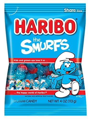 Haribo Gummi Candy, The Smurfs, 4 Oz. Bag (pack Of 12)