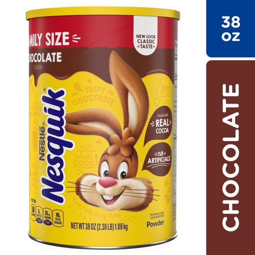 Nestle Nesquik Chocolate Flavor Powder Drink Mix Canister, 38 Oz, Can