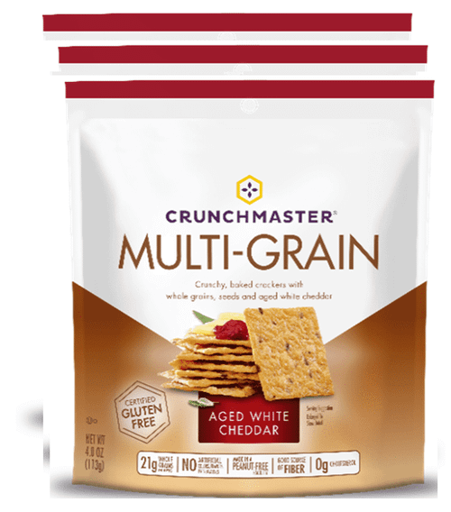 Crunchmaster Multi-grain Crackers, Aged White Cheddar, 4 Ounce (bundle Of3) | Gluten Free| No Cholesterol | Good Source Of Fiber| Vegan| Non Gmo
