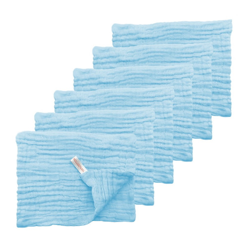 20 X 10 Inch Muslin Burp Cloths 6 Absorbent Layers Baby Burp Rags Soft Burping Cloth Diapers Multicolor Muslin Washcloths For Newborn Boys Girls Baby Shower,6-pack Blue