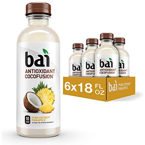 Bai Coconut Flavored Water Puna Coconut Pineapple, Antioxidant Infused, Coconut Pineapple Flavored Water Drink, 18 Fluid Ounce Bottles, 6 Count