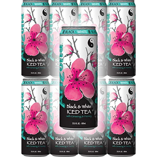 Arizona Tea Black And White, 23 Fl Oz Tall Cans (pack Of 8, Total Of 184 Oz)