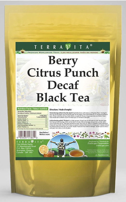 Terravita Berry Citrus Punch Decaf Black Tea, (berry Citrus Punch Decaf, Black Tea Bags, 25 Tea Bags, 1-pack, Zin: 545136)