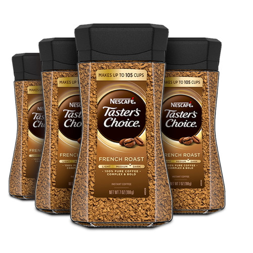 Nescafe Taster's Choice, French Roast Dark Roast Instant Coffee, 7 Oz. (1 Box Of 4))