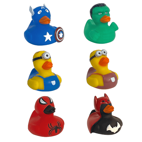 Mardi Gras Spot Super Hero And Minions Rubber Duck (pack Of 6)