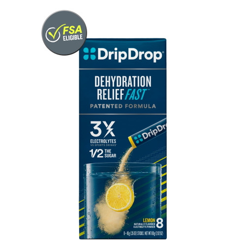 Dripdrop - Electrolyte Powder For Dehydration Relief Fast - Lemon - 8 Pk (hsa/fsa Approved)