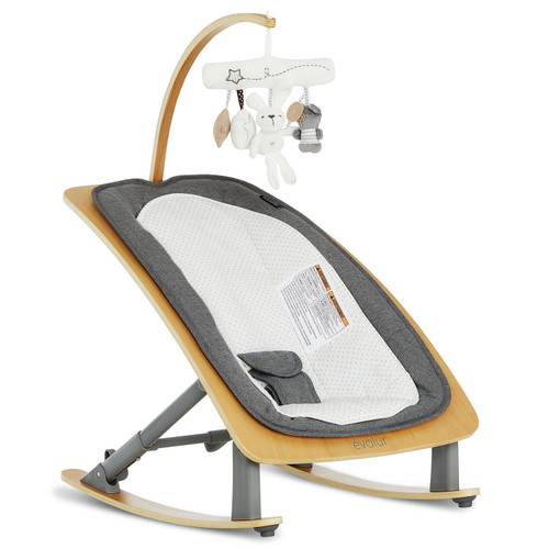 Evolur Tory 2-in-1 Rocker & Chair In Gray