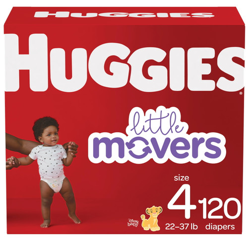 Huggies Little Movers Wetness Indicator Hypoallergenic Lotion Free Latex Free Chlorine Free Paraben Free Diapers - Size 4, 120 Count