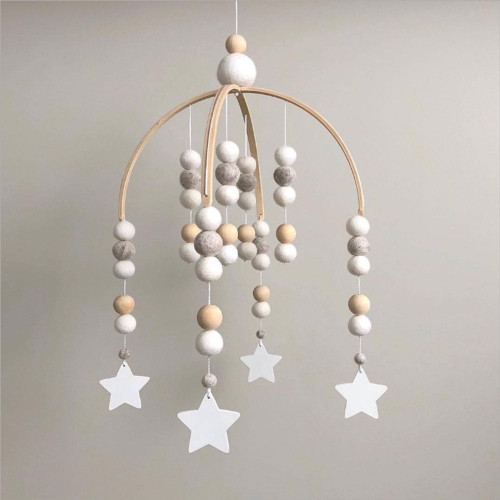 Cute Baby Crib Mobile Hanging Toys Felt Ball Pendant Wind Chimes Decorations