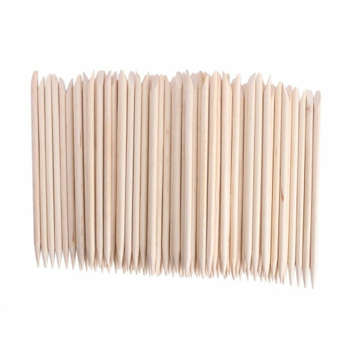 Beauticom 100 Pcs 4.5" Double Sided Cuticle Wood Stick Pusher Remover - Pointed End And Tapered Flat End - For Manicure And Pedicure Tools (100 Pieces)