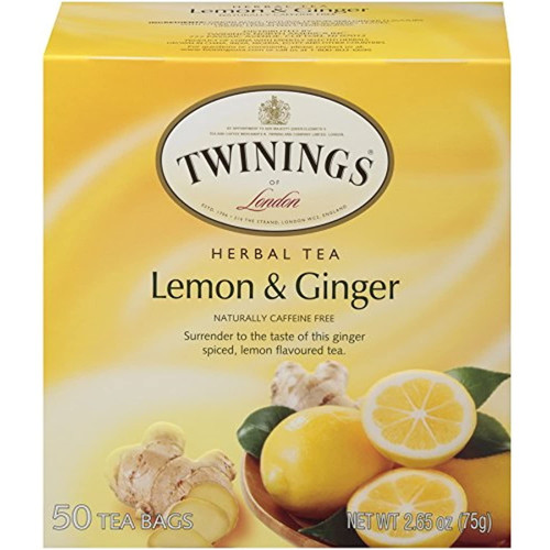 Twinings Of London Lemon & Ginger Herbal Tea Bags, 50 Count (pack Of 1)