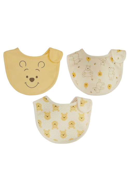 Disney Winnie The Pooh 3 Pack Newborn Side Closure Bibs