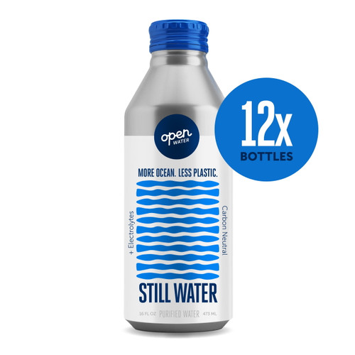 Open Water Still Bottled Water With Electrolytes, 16 Oz, Case Of 12
