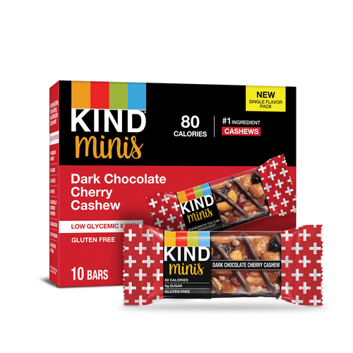 Kind Minis Dark Chocolate Cherry Cashew Bars, 0.7 Oz, 10 Ct