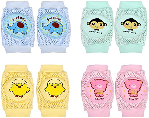 Airsmall Baby Knee Pad,4 Pairs Kids Knee Elbow Pads Breathable Newborn Crawling Safety Protector Elastic Indoor Outdoor Summer Using For Unisex Infant Toddler