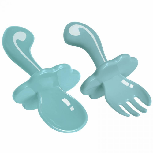 2pcs Baby Cartoon Soft Feeding Spoon Baby Spoon Safety Tableware Infant Learning Spoons Baby Eat Training Spoon And Fork Set 8 Colors