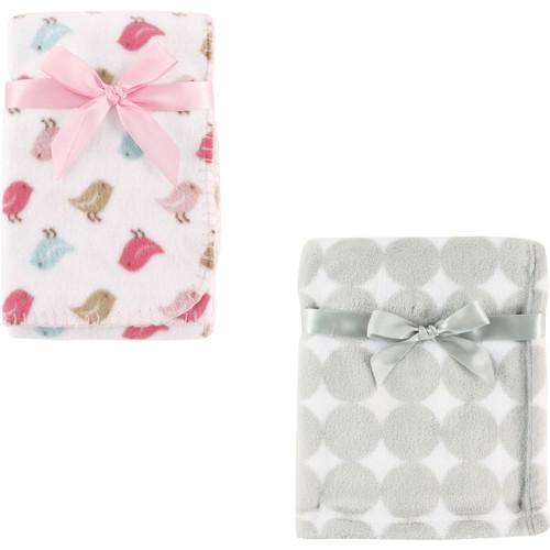 Luvable Friends Baby Girls' Coral Fleece And Fleece Blanket, 2-pack, Choose Your Color