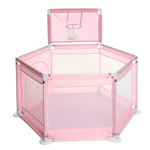 Baby Playpen, Kids Large Playard With Basket, Indoor & Outdoor Kids Activity Center,infant Safety Gates With Breathable Mesh,sturdy Play Yard For Toddler,children's Fences Packable & Portable