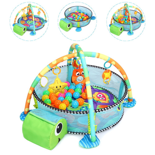 Novashion 3 In 1 Baby Activity Play Mat Gym Game With Ball Pit Play Crawling Mat Baby Playing Mat Toys Unisex Kids Activity Carpet Infant
