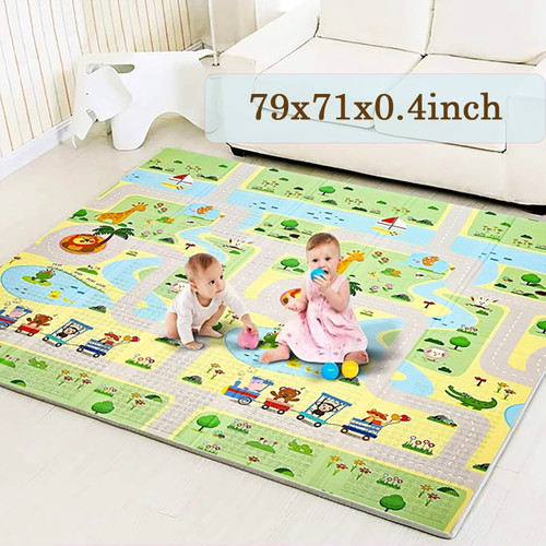 71x78x0.4inch Double-sided Baby Crawling Mat Kids Play Mat Foldable Crawling Picnic Pad