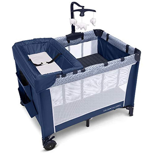 Delta Children Lx Deluxe Portable Baby Play Yard With Removable Bassinet & Changing Table, Midnight