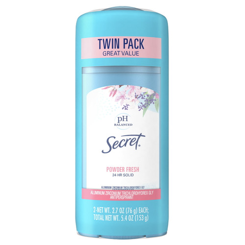 Secret Solid Antiperspirant Deodorant, Powder Fresh 2.7 Oz, Twin Pack