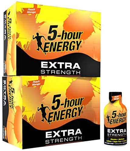 5-hour Energy Shot, Extra Strength Peach Mango, 1.93 Ounce, 24 Count
