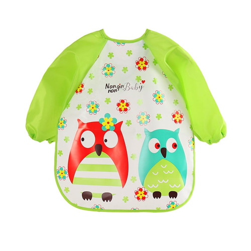 Baby Toddler Boy Girl Long Sleeve Letter Waterproof Feeding Art Apron Bib Smock