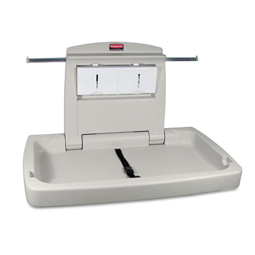 Rubbermaid Commercial Fg781888lplat Sturdy Station 2 Baby Changing Table, Platinum