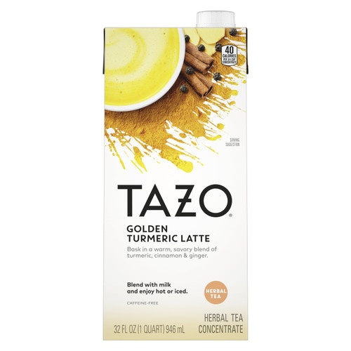 Tazo Golden Turmeric Latte Iced Tea Concentrate, Herbal Tea, 32 Oz Carton
