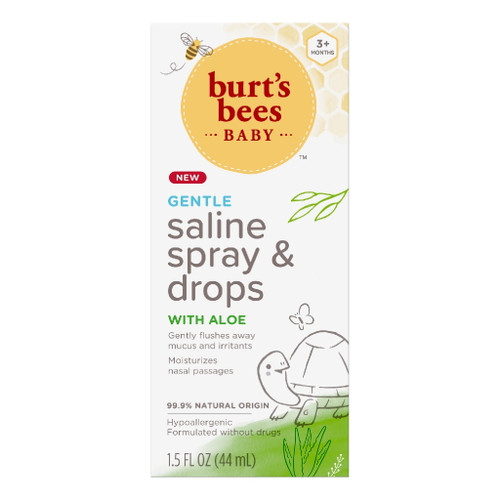 Burt's Bees Baby Saline Spray And Drops, Hypoallergenic, Moisturizing, Flushes Away Mucus For Ages 3 Months And Up, 1.5 Fl. Oz.