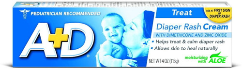 A+d Zinc Oxide Diaper Rash Cream With Aloe 4 Oz