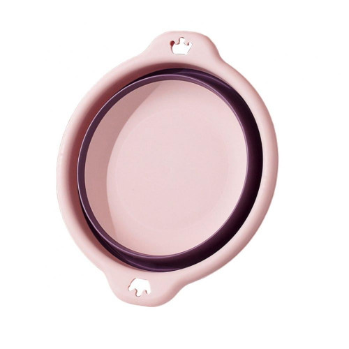 Linen Purity Multi-purpose Folding Collapsible Wash Basin For Kids And Babies, Lightweight Portable Basin For Home Kitchen Outdoor Camping Use, Small Size, Pink