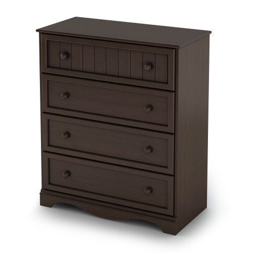 South Shore Savannah Coastal 4 Drawers Chest, Chocolate