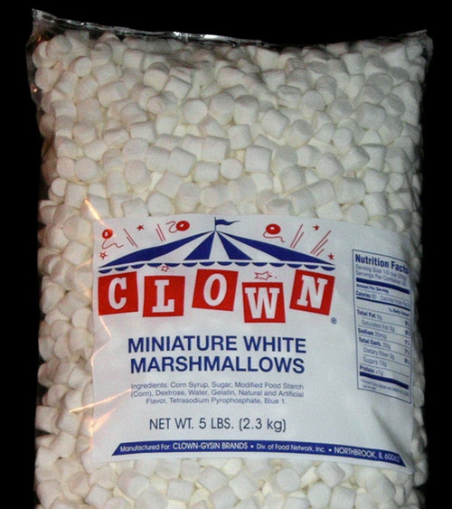 (price/case)clown Miniature White Marshmallows No Artificial Colors Bulk 5 Pound Bag - 4 Per Case