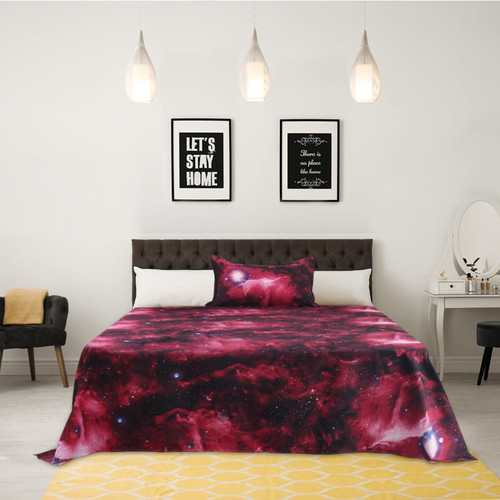 Piccocasa Soft Polyester 2-pieces Galaxy Bed Sheets Bedding Set  Red Twin