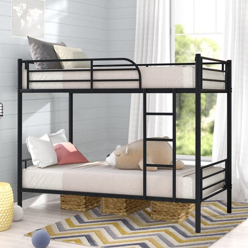 Metal Bunk Beds, Dfito Modern Twin Over Twin Bunk Beds With Safety Guard Rails And 1 Side Ladders,separate Into 2 Twin Beds, Twin Bed Frame No Box Spring Needed For Office Dorm/school/home,black,dj59