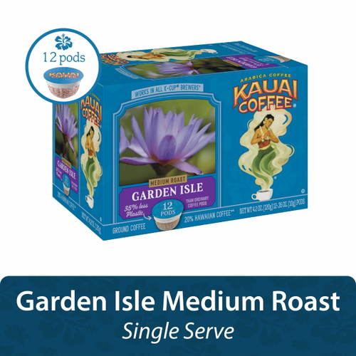 Kauai Coffee Garden Isle K-cup Coffee Pods, Medium Roast, 12 Ct