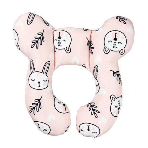 Vocheer Soft Head Neck Support Travel Pillow For Car Seat Stroller Pushchair, Pink Bear