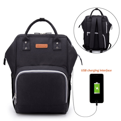 Large Capacity Nappy Changing Backpack With Usb Charging Port,  Multi-function Baby Diaper Bag Mom And Dad Travel Backpack With 2 Insulated Thermal Milk Bottle Pockets, Stroller Straps