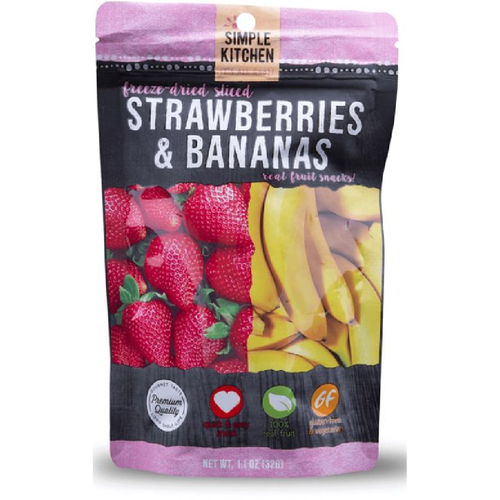 Simple Kitchen Gluten Free Premium Freeze-dried Sliced Strawberries & Bananas, 1.1 Oz [pack Of 6]