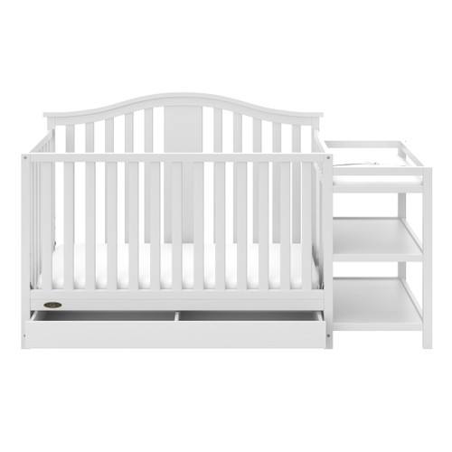 Graco Solano 5-in-1 Convertible Baby Crib And Changer With Drawer, White