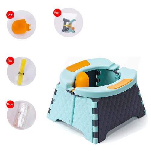 Portable Potty Training Seat For Toddler| Kids Travel Potty  In Car Camping| Collapsible Potty | Baby Potty Seat For Indoor And Outdoor (blue)